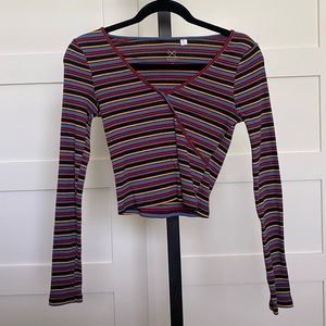 Stripped Pacsun Long-Sleeve Crop Top